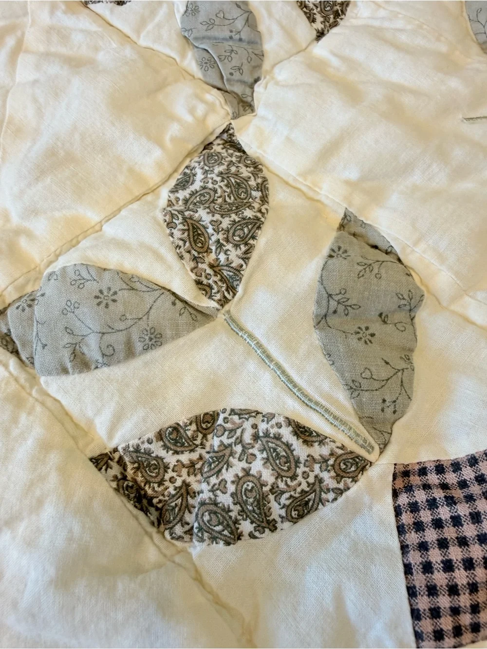 Vintage Hand Applique Tulip Quilt Scalloped Edge Ice Cream Cone Border 80x61